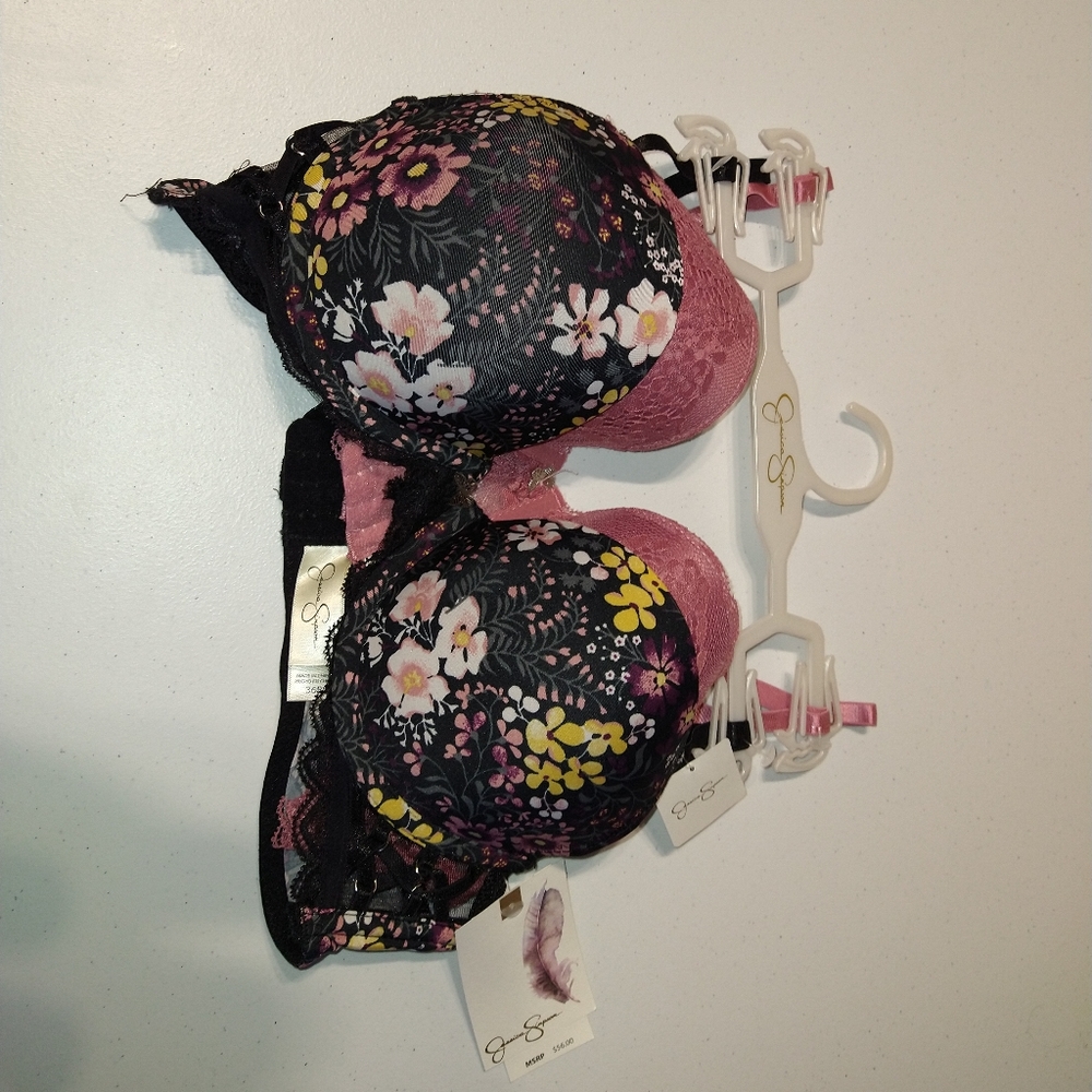 Floral & Pink Jessica Simpson Bra Set 36B